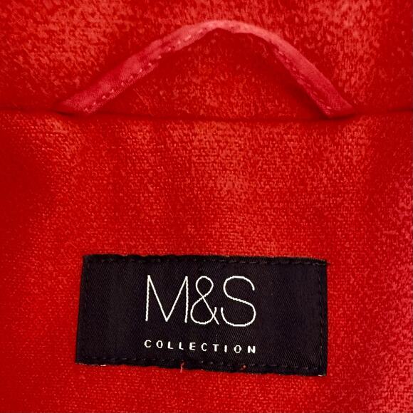 Marks and Spencer Duster Coat Chili Red Long Sleeves Button Closure | Size US14 - Picture 10 of 13
